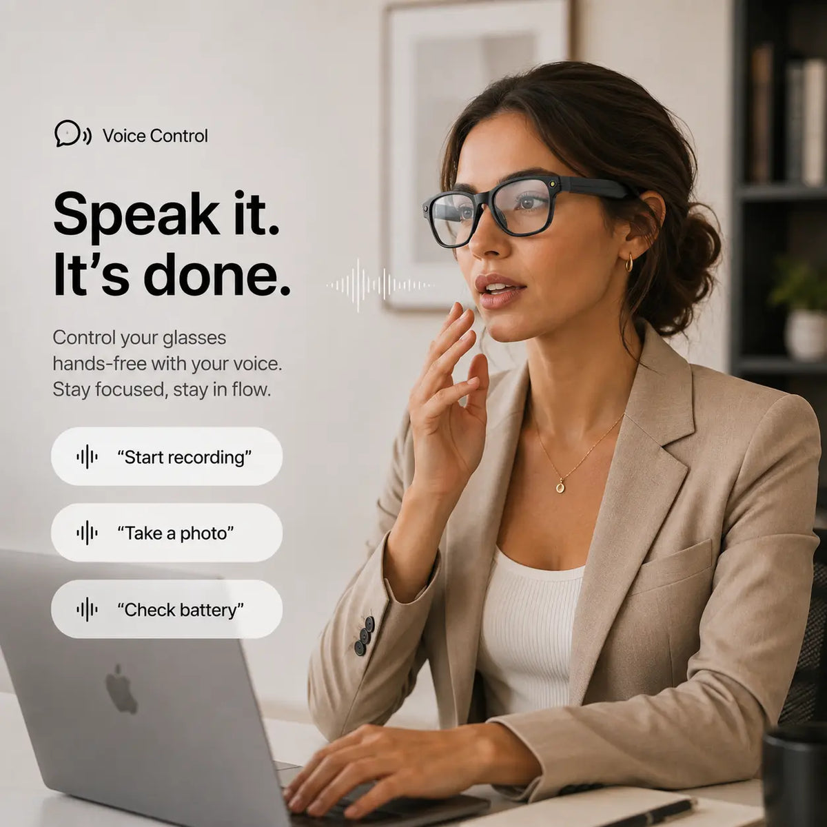 Smart camera glasses for hands-free POV recording