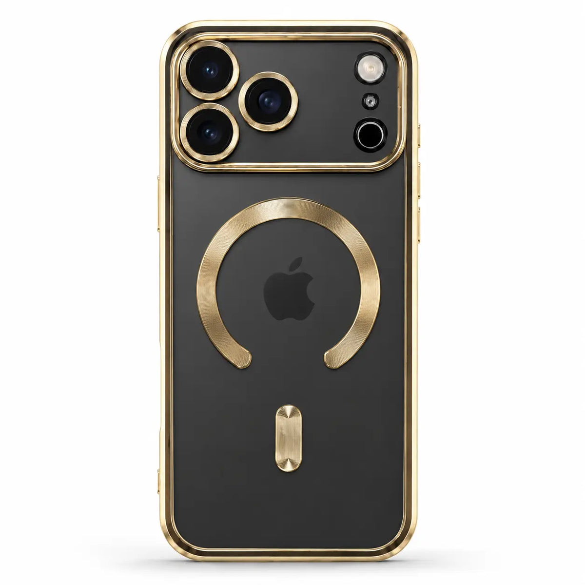 Champagne gold tinted magnetic phone case with wide camera openings, shown from the back on white #color_Champagne