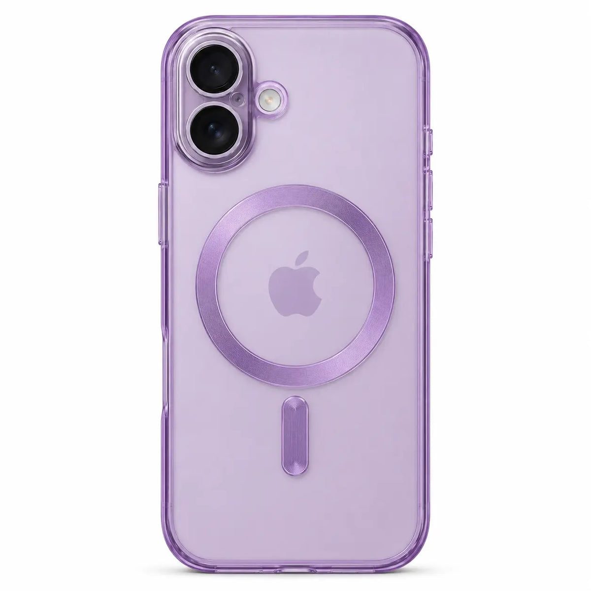 Lavender tinted magnetic phone case with dual camera openings, shown from the back on white #color_Lavender