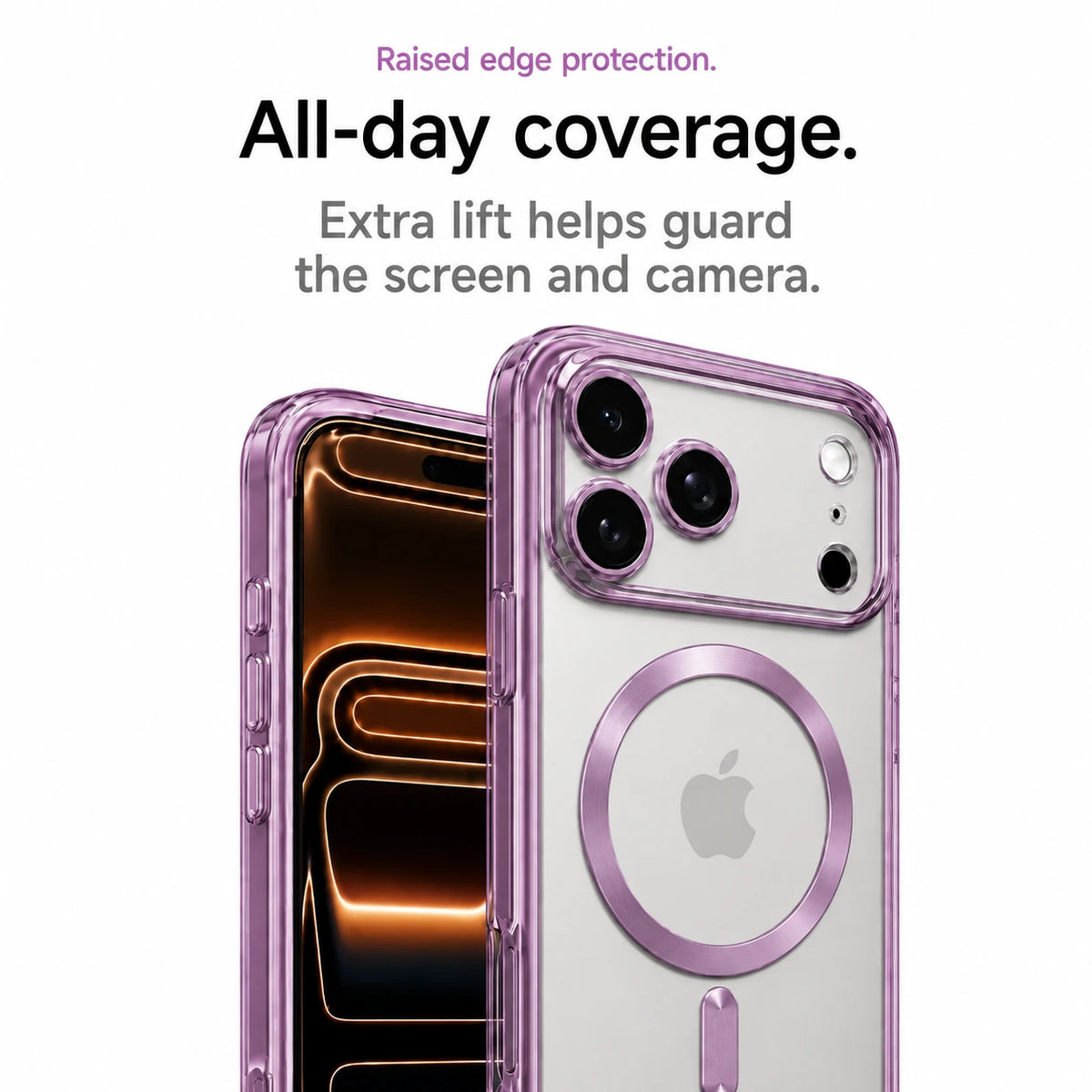 Lavender tinted phone case showing the front screen and raised rear camera surround #color_Lavender
