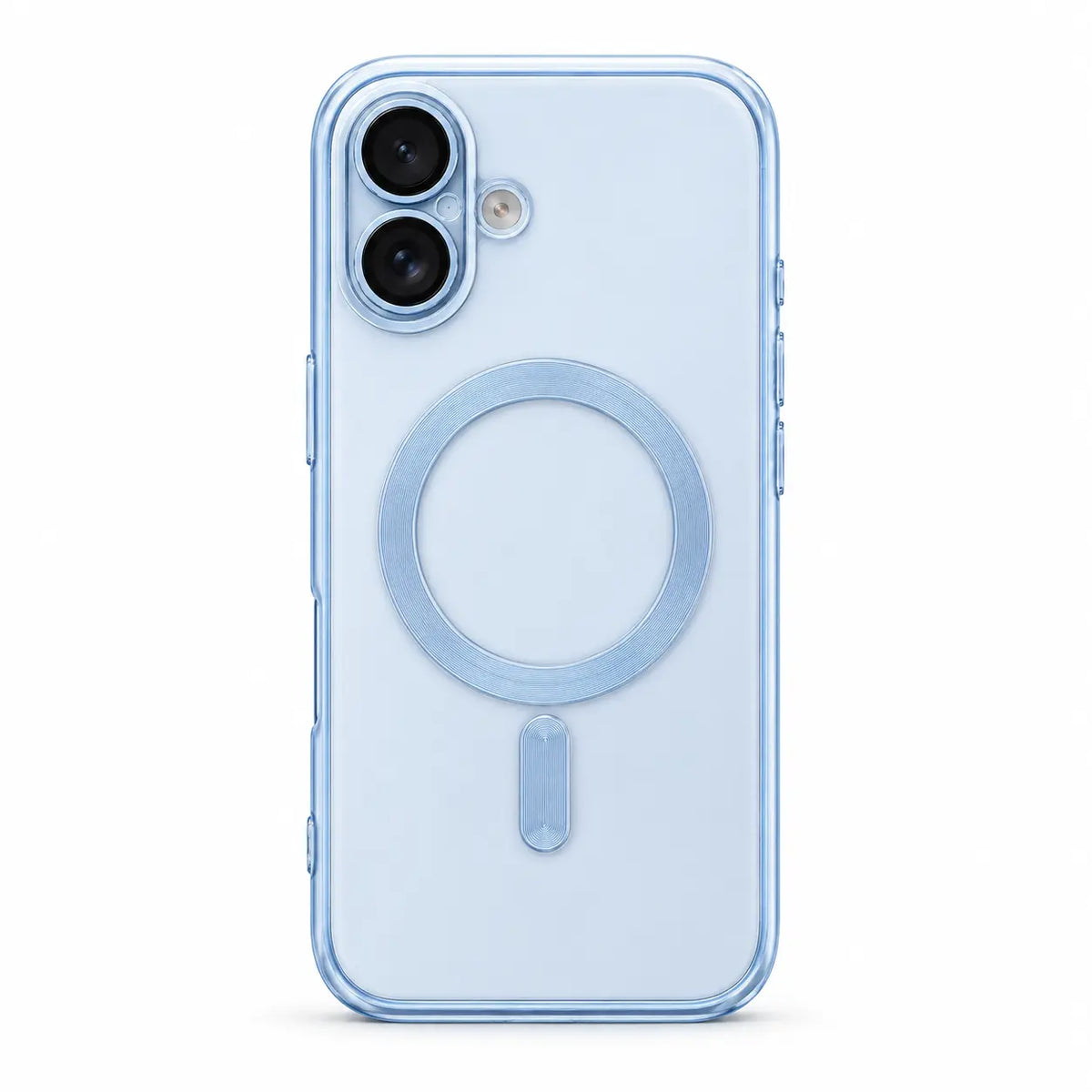 Glacier tinted magnetic phone case with dual camera openings, shown from the back on white #color_Glacier
