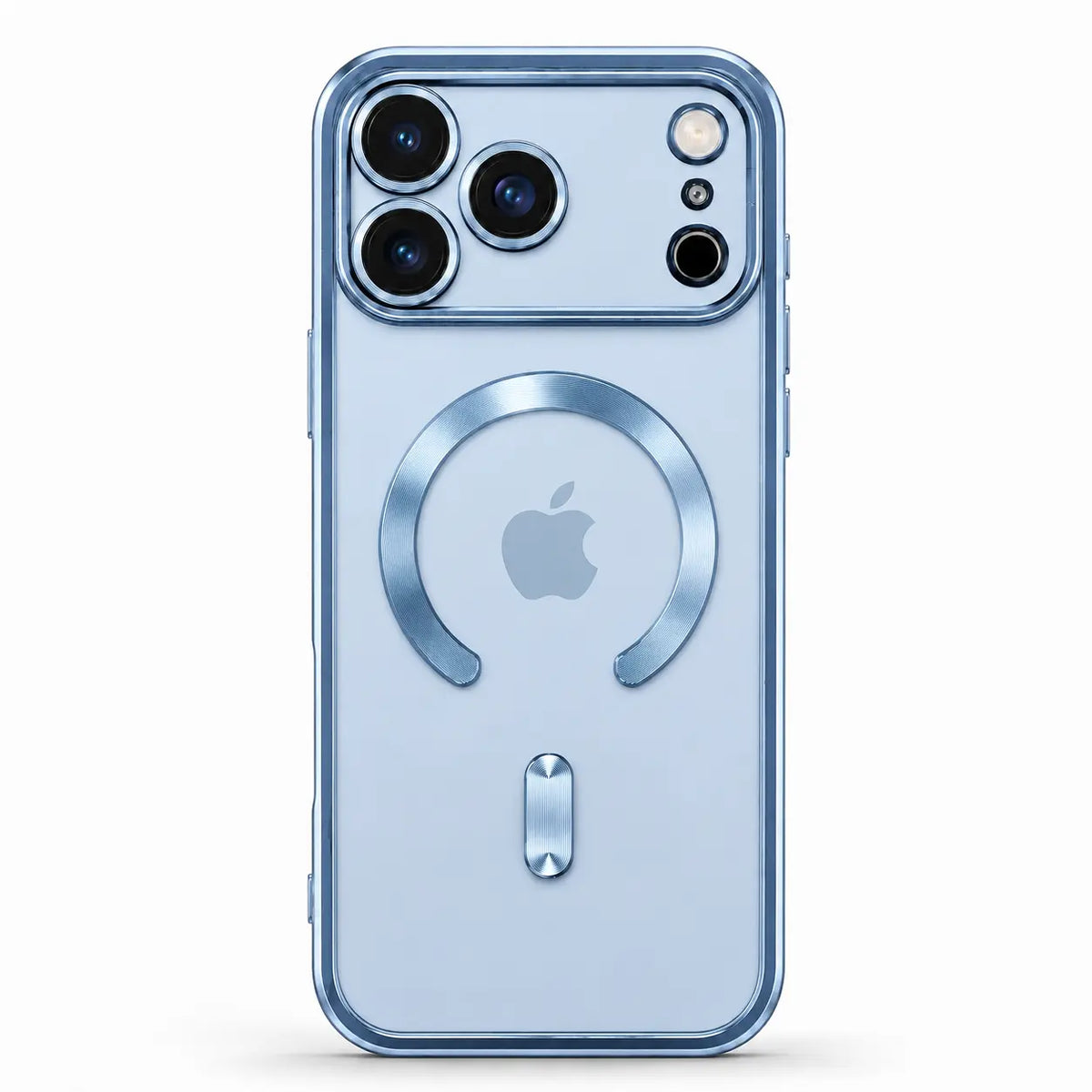Glacier tinted magnetic phone case with wide camera openings, shown from the back on white #color_Glacier
