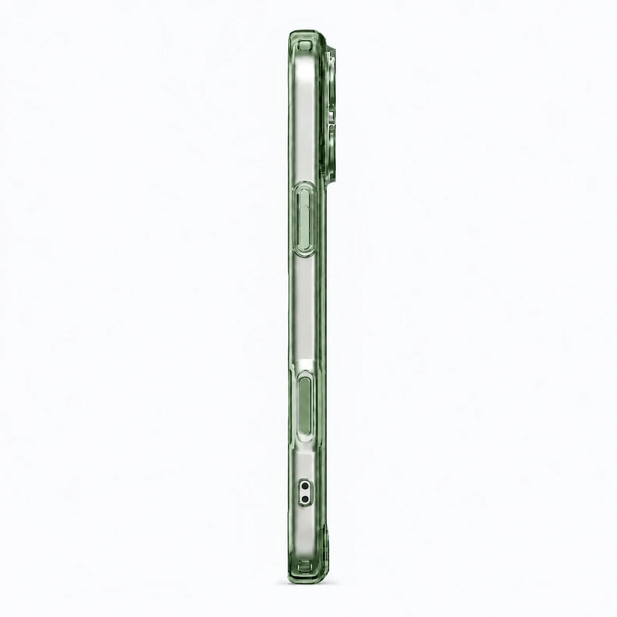 Sage green tinted phone case in a slim side profile on a white background #color_Sage Green